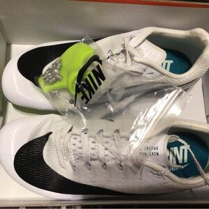 Nike Kids White and Black Athletic Shoes with Teal Accents
